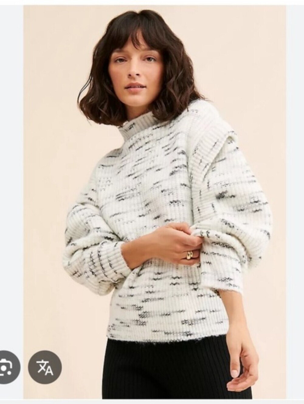NWT Varley Belgrave Knit Sweater Egret Charcoal Size Medium